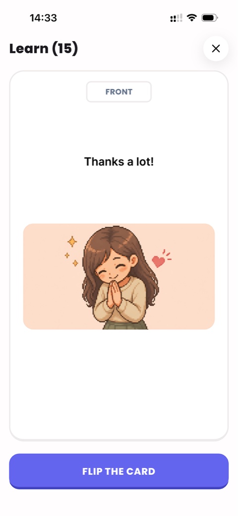 A flashcard asking how to say a phrase in Thai