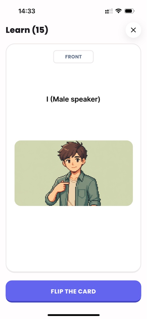 A flashcard asking what a Thai phrase means